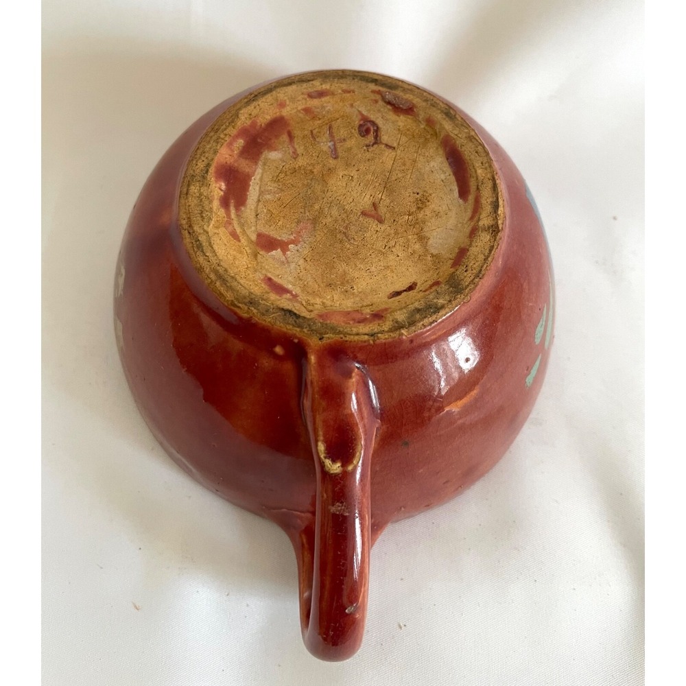 Redware Tennessee Clay Ware Works Pottery Folk Art Heart Mixing Bowl Clay VTG - Picture 7 of 12